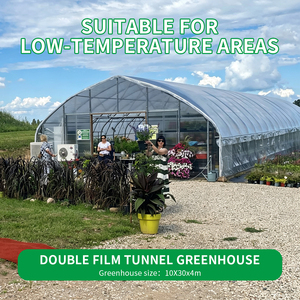 <span class=keywords><strong>Serre</strong></span> tunnel commerciale isolée et coupe-vent de 10x30m en film PE double couche, ensemble complet avec charpente, pour le marché nordique - Product Image 1