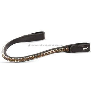 Diadema de Cuero Ecuestre con Cristales de Diamante Redondos Adheridos para Caballos - Product Image 2