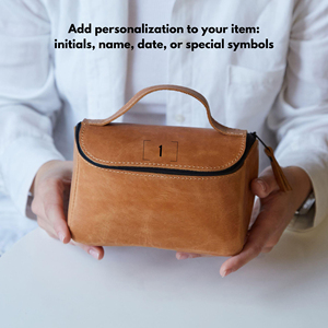 Genuine Leather Toiletry Bag <b>Mens</b> Dopp Kit Shaving Wash Bag Travel Cosmetic <b>Pouch</b> Large Capacity Wholesale TYG-0220 - Product Image 5