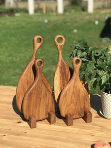 Planche à découper robuste en teck massif, réversible, avec rainure pour les jus, antidérapante, durable, type bloc de boucher, compatible lave-vaisselle - Product Image 2