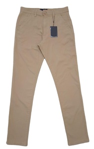 Vente en gros de pantalon chino pour hommes avec logo personnalisé, pantalon long en sergé décontracté en polyester et coton et élasthanne pour hommes, effet délavé uni - Product Image 4