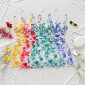 Fabricant de vêtements, robe décontractée pour femmes avec logo personnalisé, col haut, manches courtes, coupe ajustée, taille ample, robe pour femmes - Product Image 3