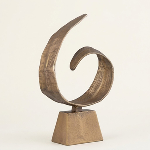 Escultura de arte abstracto con curvas geométricas premium, estatua de anillo circular de aluminio pulido para vestíbulo de hotel y estilo minimalista. - Product Image 1