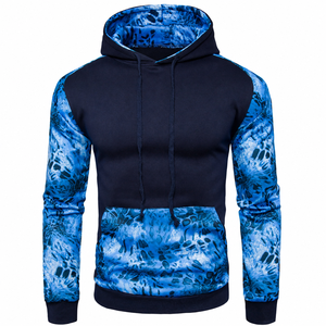 Sweat-shirt à capuche en molleton bleu camouflage personnalisé pour homme, vêtement de sport décontracté - Product Image 1