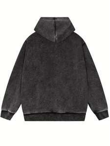 Customizable <b>Zipper</b>-Up Vintage <b>Hoodie</b> for <b>Men</b> 100% Cotton Regular Fit Fleece Breathable Pocket Design Winter - Product Image 3