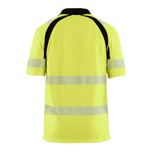 Polo de sécurité jaune fluorescent en polyester à manches courtes avec bande réfléchissante certifié CE, imprimé par transfert thermique, haut de travail - Product Image 4