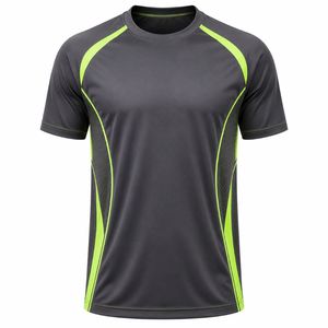 Camiseta Deportiva de Manga Corta para Hombre, Cuello Redondo, Blanca, Negra y Gris, de Secado Rápido, Ajustada, Tejida en Poliéster/Algodón - Product Image 4