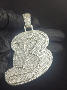 Pendentif lettre B en alliage plaqué argent avec strass en cristal, style hip-hop, bijou cadeau pour homme - Product Image 6