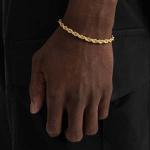 Pulsera de Cadena de Cuerda Chapada en Oro de 14K y Plata de Ley 925, Pulsera Unisex con Eslabones de Cuerda Trenzada, Joyería Fina de Lujo - Product Image 2