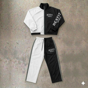 OEM Custom <b>Polyester</b> Zip up Blank Oversized Reflective Windproof Nylon Woven Jacket and Baggy Track Pants <b>Jogger</b> Sets Tracksuit - Product Image 3