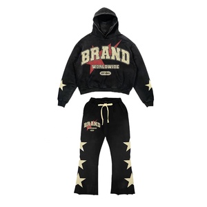Custom <b>Lightweight</b> <b>Hoodie</b> Sweatsuit Set Men Oversized Pullover <b>Hoodie</b> & Sweatpants Vintage Washed Street Wear OEM ODM Design - Product Image 4