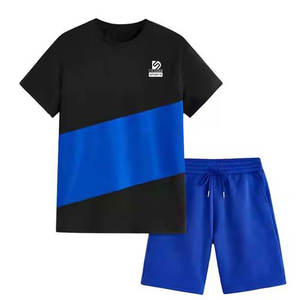 Ensemble de shorts pour hommes, vêtements de sport et décontractés, tissu en toile respirant, t-shirts de sport avec logo sur le devant, shorts assortis - Product Image 1