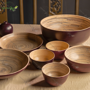 Bol de service écologique Vaisselle en bambou naturel Ensemble de bols à riz légers et réutilisables faits à la main Utilisation dans la cuisine du Vietnam - Product Image 1