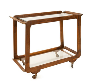Wood and Glass <b>Serving</b> <b>Trolley</b> Rolling Coffee Table Metal Frame Storage Rack for Home Hotel Living Room - Product Image 2