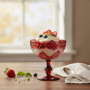 [Holar] Tazón de Postre Rojo de Plástico con Diseño de Diamantes Vintage, Hecho en Taiwán, con Tallo Corto, para Cafetería, Restaurante, Buffet - Product Image 5