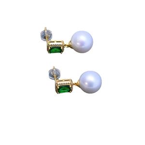 Pendientes Colgantes de Perlas Redondas Blancas de Agua Dulce de 10-11 mm para Mujer, Plata S925, Estilo Minimalista, Luz Intensa, Ligeras Imperfecciones - Product Image 4