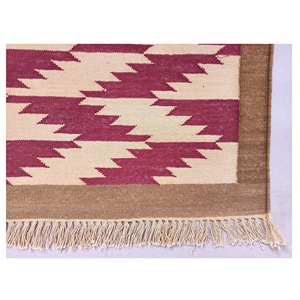 Tapis géométrique en coton indien moderne fait à la main, tissage plat personnalisé, avec teinture végétale naturelle, tapis et ensembles - Product Image 4