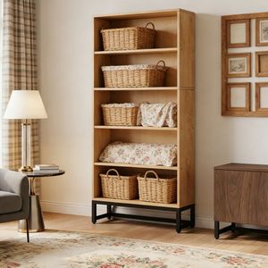 Libreria Alta in Legno dal Design Moderno, Scaffale a Scala per Soggiorno, Arredamento per Casa, Hotel e Supermercati - Product Image 5