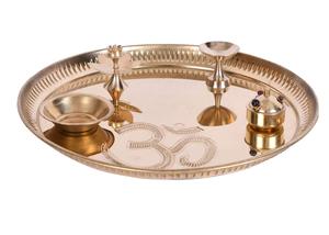 Thali Tradicional de Latón para Pooja, Aarti, Diwali, Navratri, Rakhi, Regalo de Boda - Product Image 4