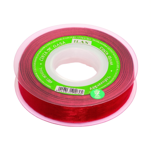 Nastro ILAN Gasa 1,5 cm x 35 iarde, colore rosso granato, per artigianato e decorazioni - Product Image 2