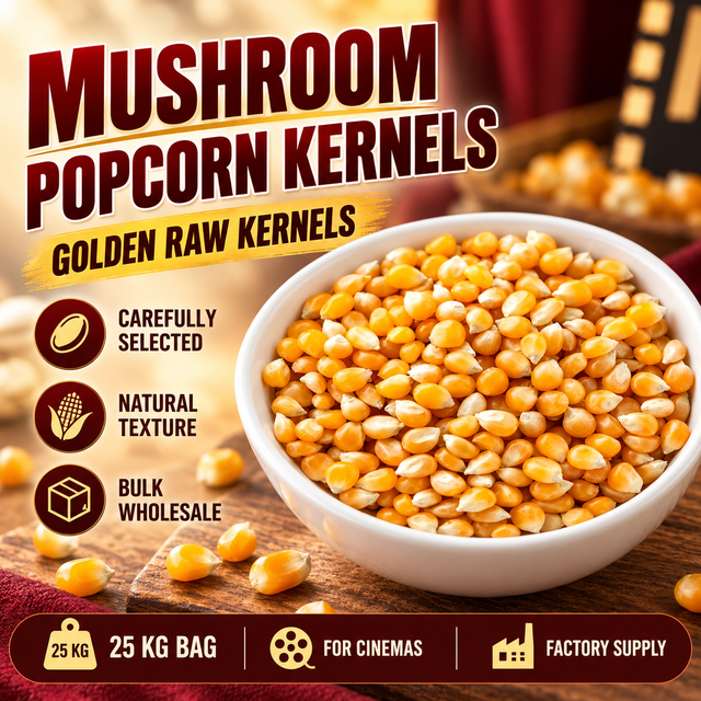 Golden Mushroom Popcorn Kernels Bulk Bag Factory Supply for Cinemas and Snack Production