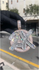 Custom Two Tone Luxury Letter Number Pendant Moissanite Hip Hop Jewelry for Cuban Link <b>Chain</b> VVS1 <b>Iced</b> <b>Out</b> Charm Pendant - Product Image 3