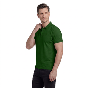 Polo de Algodón Gris de Manga Corta para Hombre, Estilo Casual, Color Sólido, Transpirable, Tejido de Punto, Corte Regular - Product Image 3
