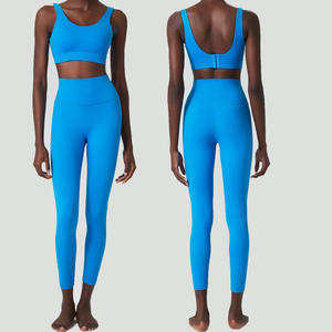 Conjunto de Leggings y Top Corto de Yoga Sólido Personalizado Directo de Fábrica, Cintura Alta en Forma de V, Material Transpirable, Cinturón Elástico de Control Abdominal - Product Image 4