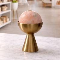 Diffuseur d'arômes indien en marbre blanc avec base en laiton, brûleur d'huiles essentielles, décoration de luxe pour la maison, porte-encens moderne pour table