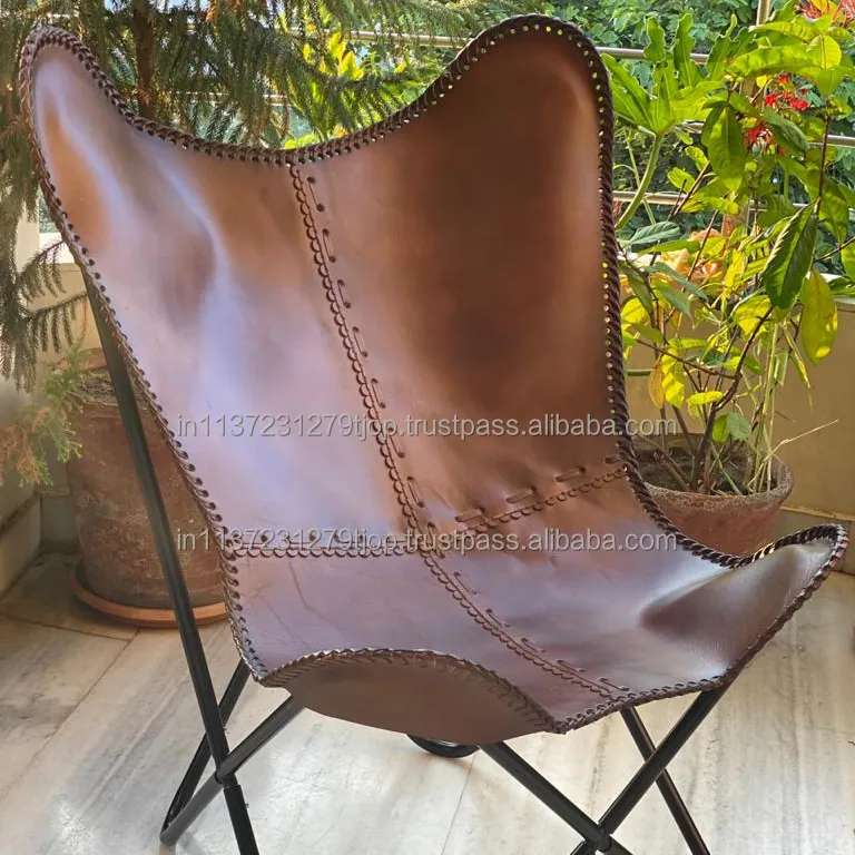 चमड़े तितली कुर्सी 100% दस्तकारी मूल बकरी चमड़े के लिए प्रीमियम गुणवत्ता सजावटी कुर्सी कमरे