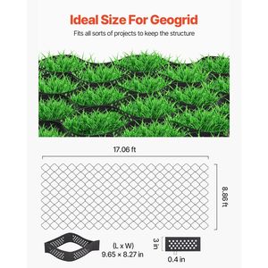 17.06 X 8.86 FT / 5200 X 2700 mm 1880 LBS per piede quadrato, profondità 3 pollici, contenitore geotessile permeabile per erba, ghiaia e pietrisco - Product Image 3