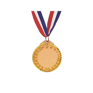 ميدالية معدنية ذهبية وفضية ونحاسية فارغة ميدالية ثلاثية الأبعاد للمسابقات الرياضية مع ميداليات شريطية للرياضيين الفائز بميدالية الرياضة