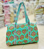 Tas Tote Katun Quilted Elite Craft Studio Motif Bunga Tali Selempang Penutup Ritsleting Kapasitas Besar (>50cm) Untuk Belanja dan Perjalanan