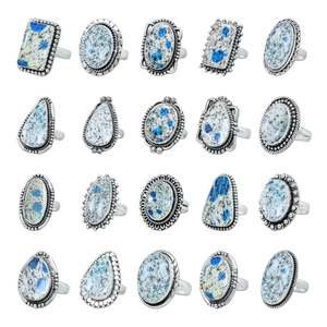 ขายส่งแหวนเงินแท้ 925 ประดับพลอยแจสเปอร์ K2 สีน้ำเงินธรรมชาติ สำหรับงานแต่งงาน ผู้จัดจำหน่ายขายส่ง - Product Image 1