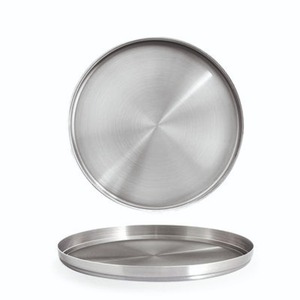 Wholesale Textured Stainless Steel Decorative Tray Round <b>Silver</b> Metal Plate Platter Luxury Restaurant <b>Coffee</b> <b>Table</b> Serving Tray - Product Image 4
