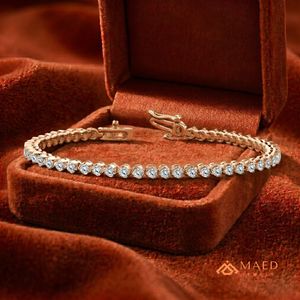 กำไลข้อมือเทนนิสโมอิสซาไนต์สีโรสโกลด์สำหรับผู้หญิง กำไลแบบโซ่เส้นเล็ก เครื่องประดับแฟชั่น ของขวัญวันครบรอบแต่งงาน สไตล์หรูหรา U - Product Image 3