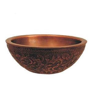 Vasque ronde en cuivre à poser sur table, à double paroi, gaufrée, accessoires de salle de bain - Product Image 1