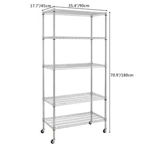 Scaffalatura in Acciaio a 5 Ripiani Certificata NSF con Ruote Cromate, Prodotto Premium YJ - Product Image 6
