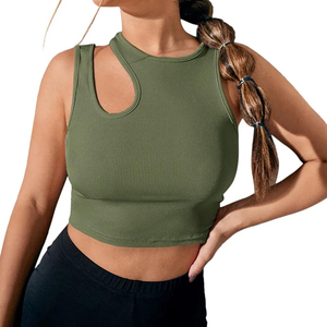 Top Deportivo Casual sin Mangas para Mujer, Color Blanco, para Correr o Gimnasio, Nuevo, Transpirable, de Punto, de Secado Rápido, Estilo Crop Top - Product Image 6