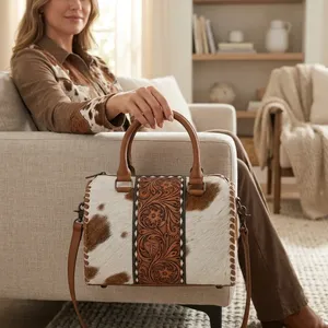 Sac à bandoulière pour femme en cuir véritable, style luxueux, motif en losanges, chaînes décoratives, deux sangles, grande capacité, fermeture éclair - Product Image 4