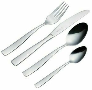 Modern Minimalist 4-Piece Silverware Set - High-Gloss Stainless Steel Knife, <b>Fork</b> & Spoons, Durable Professional Grade Cutlery - Product Image 1