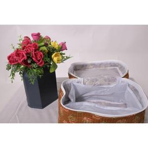 Pochette de maquillage matelassée en coton à imprimé floral, grande trousse de toilette artisanale pour voyage, fermeture éclair - Product Image 5