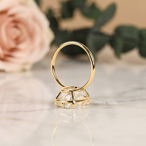 High Carat 18K Yellow Gold Rhodium Plated Sterling Silver Geometric <b>Cushion</b> Cut Moissanite 8 Prong Solitaire Engagement/<b>Wedding</b> - Product Image 2