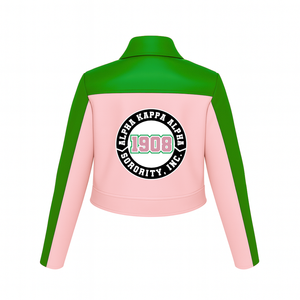 Alpha | Kapa | Alpha Sorority Women's PU Leather <b>Jacket</b> <b>Cropped</b> Slim Fit Silhouette Motorbike Racing <b>Jacket</b> Greek Paraphernalia - Product Image 3