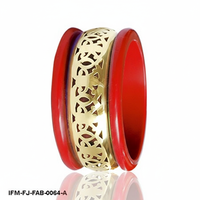 KENWAY SARTAJ WORLDWIDE Juego de Brazaletes Tradicionales de Latón Rojo Chapado en Oro con Intrincado Trabajo de Filigrana, Estilo Moderno, Apto para Uso Religioso
