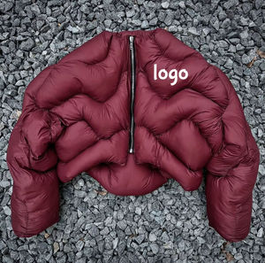 Custom Streetwear Winter Warm Zipper Men <b>Bubble</b> Short Crop Puffer <b>Coats</b> Knitted Fabric Down Jackets - Product Image 1