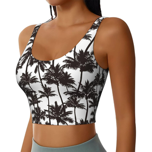 Soutien-gorge de sport pour femme adulte, respirant, à maintien élevé, avec imprimé simple sur le devant et motif palmier, idéal pour la gym, le yoga et l'entraînement. - Product Image 2