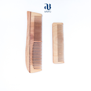 Peigne en bois de neem très demandé, antistatique, rond, à dents larges, peigne de poche, brosse à cheveux en bois - Outil de coiffure - Product Image 6