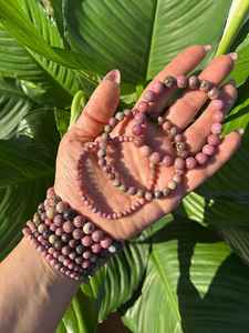 Bracelet en cristal de rhodonite 4mm 6mm 8mm, perles de pierres précieuses naturelles, bracelet extensible, pierre de guérison de qualité A, vente en gros - Product Image 4