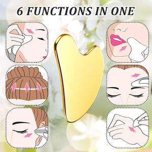 Piedras Gua Sha de titanio color oro, herramientas faciales Gua Sha de acero inoxidable alemán, herramienta Gua Sha para la cara, Gua Sha metálica de 2.2*3.5 pulgadas - Product Image 5